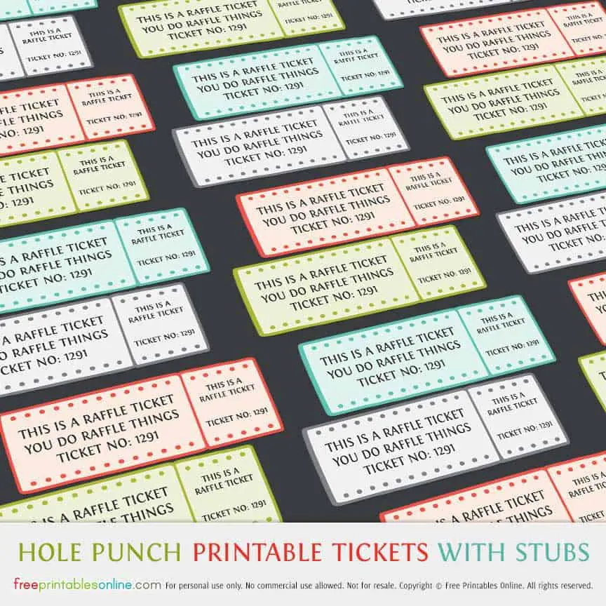 hole punch printable raffle tickets with stubs christmas iou printable