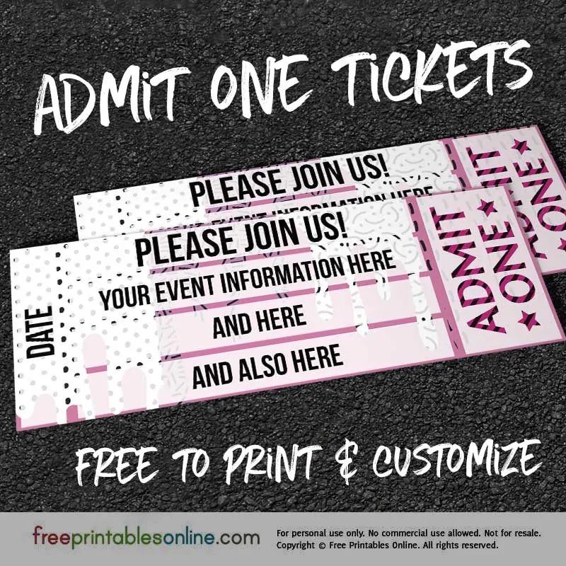 Admit one ticket template