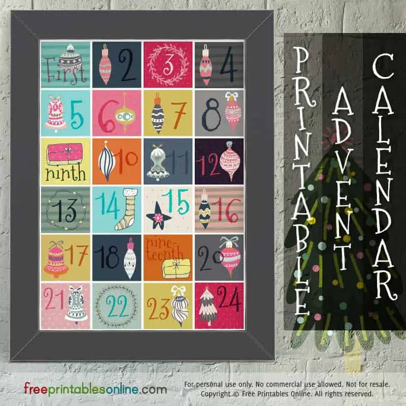 Illustrated Yearless Printable Christmas Countdown