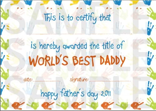 World's Best Daddy Father's Day Certificate