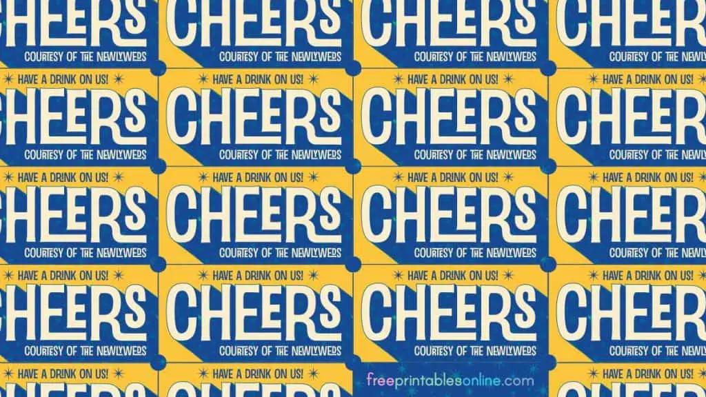Cheers Wedding Drink Tickets