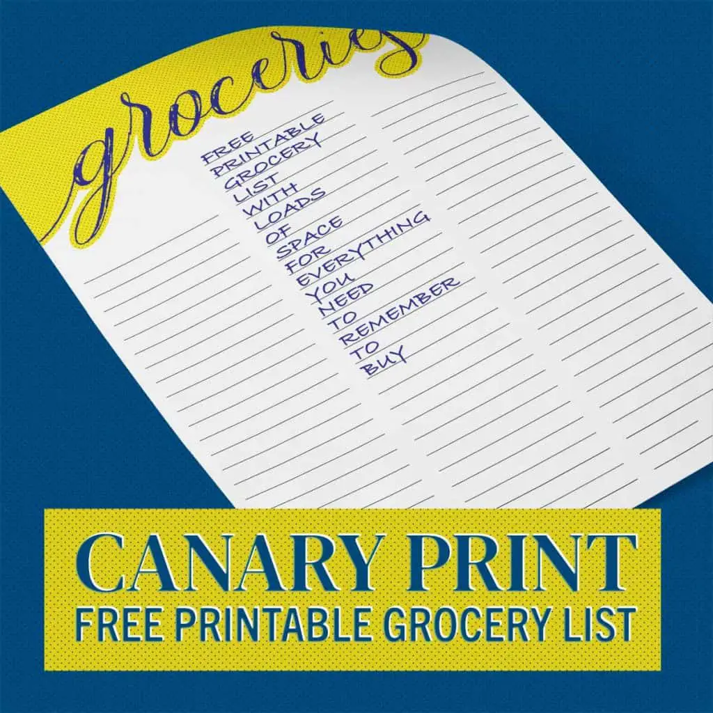 Canary Print Downloadable Grocery List