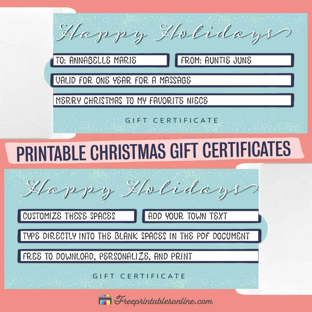 Free Printable Christmas Gift Certificate